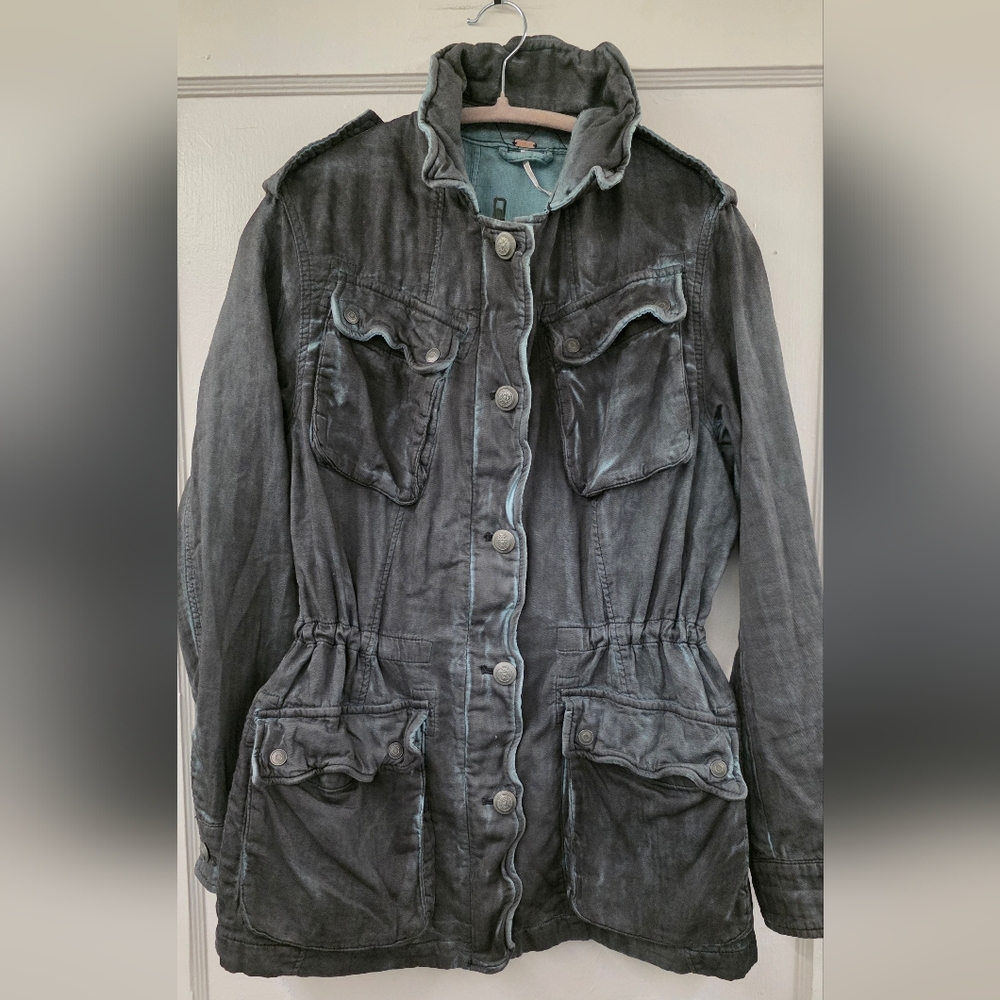 Free People Twill We Meet Again Utility Jacket Size: Small Like New